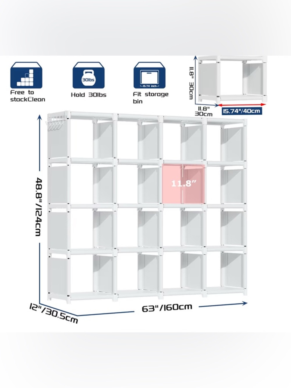 Modular White Cube Storage Shelf - Picture 2 of 4